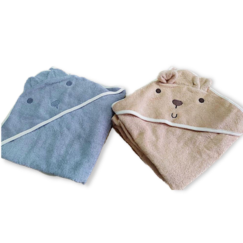 Newborn-4 Years Cotton Baby hooded towel Bunny Face 80x80cm Grey, Pink